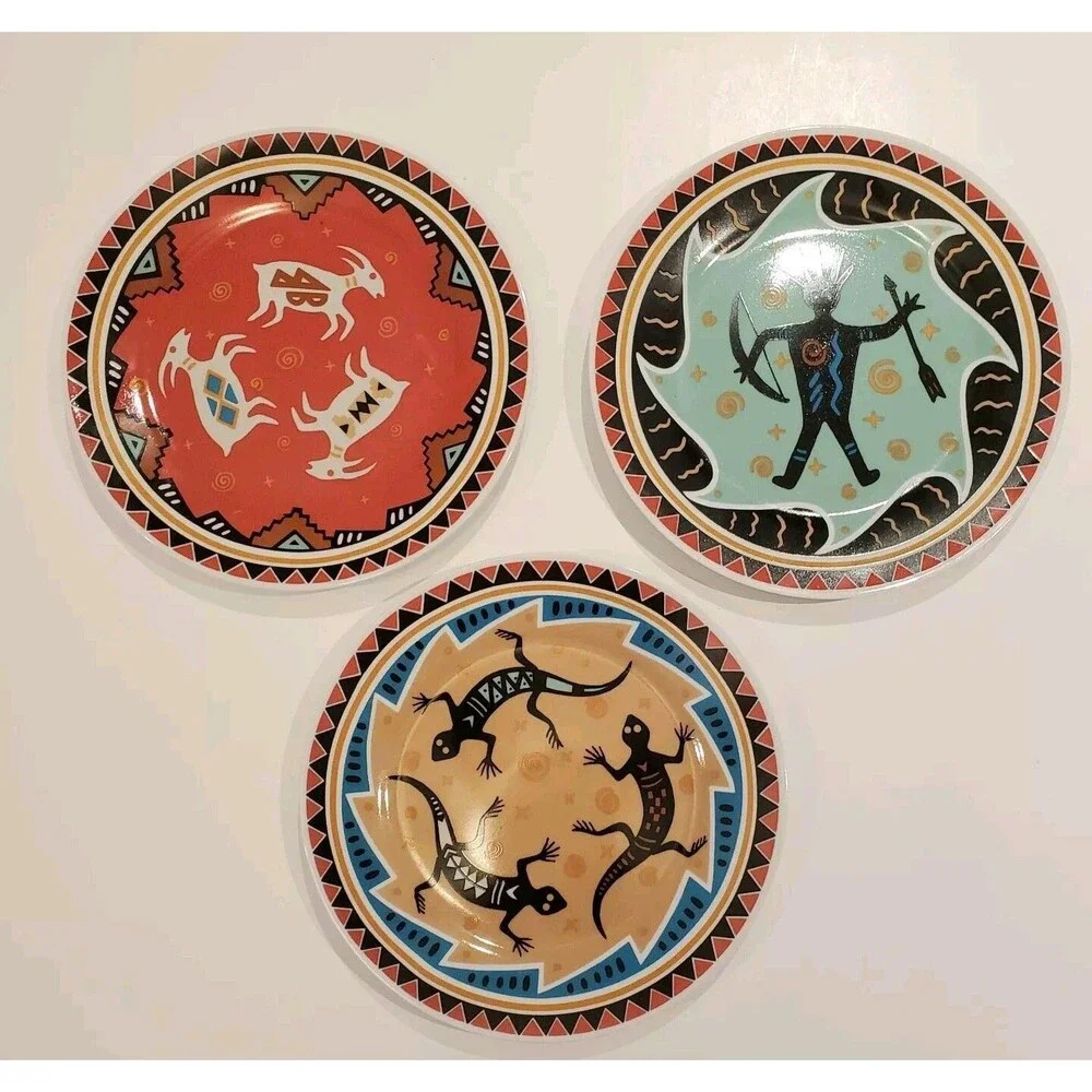 Southwestern Plates Petroglyphs Drawing Folk Art Decorative 8